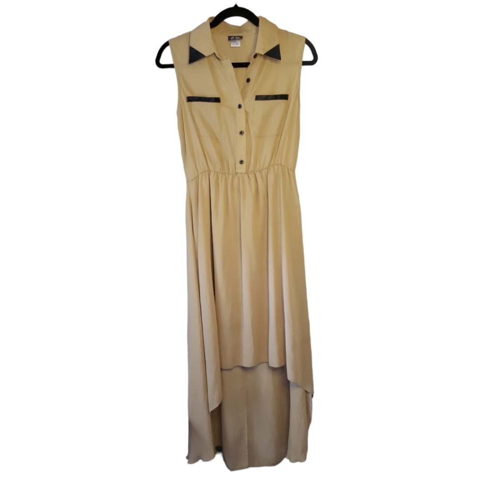 Dots Tan High- Low Dress